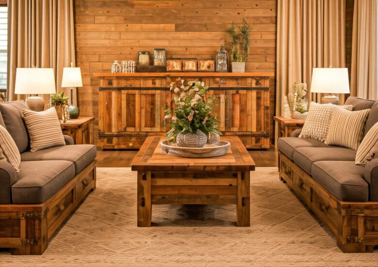 Inspirações de Decoração Rústica com Móveis Feitos de Madeira Recuperada
