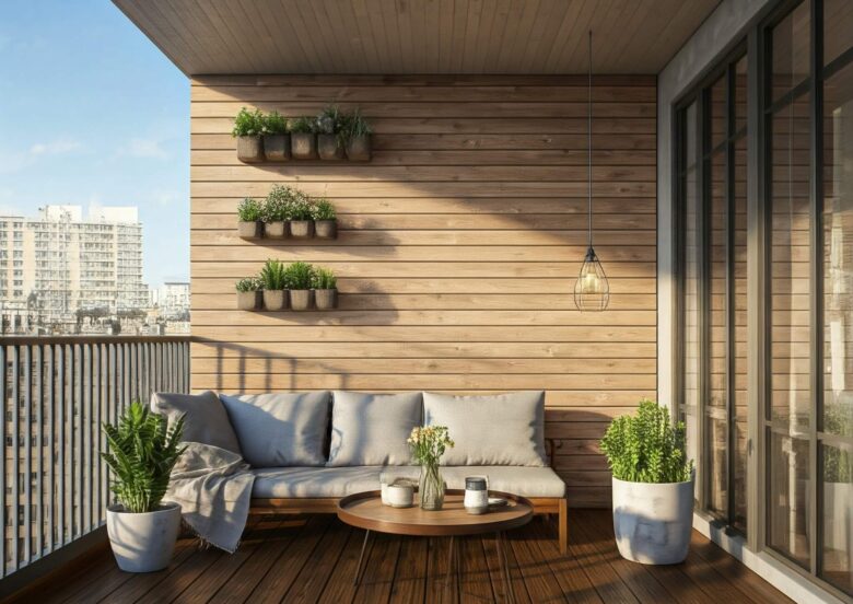 Descubra ideias criativas com madeira reciclada para transformar sua varanda ou terraço em um espaço funcional e estiloso