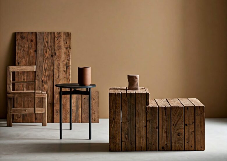 Tendências 2025 Decoração Minimalista com Madeira Recuperada